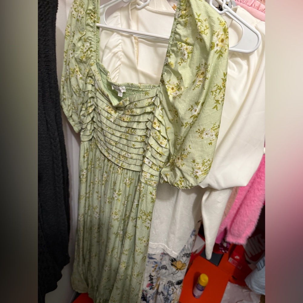 Blu Pepper Green Floral Midi Dress 👗 Size L
